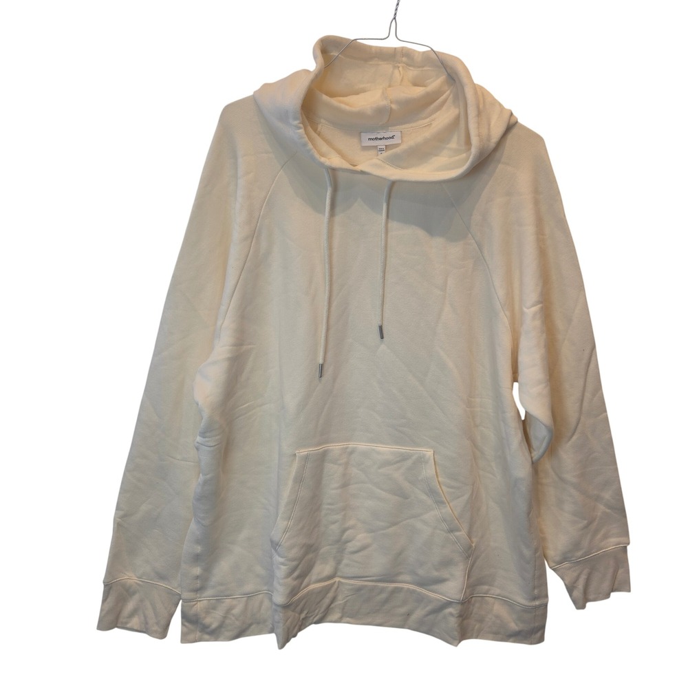 Motherhood Maternity Hoodie Women XL Ivory Cowl Neck Raglan Relaxed Cozy